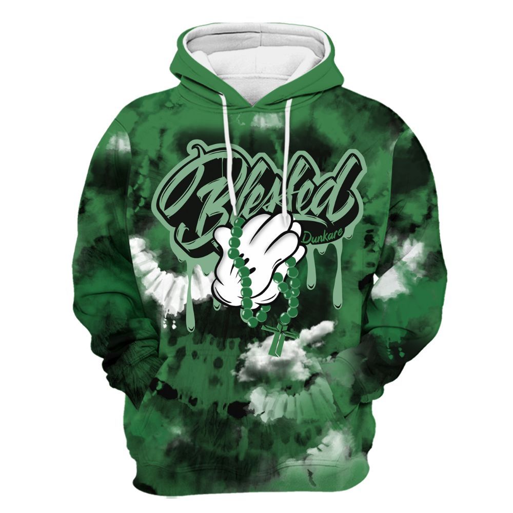 Hoodie To Match Lucky Green 1s - God Blessed Tie Dye All Over Print