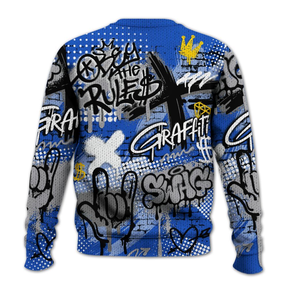 Knitted Sweater To Match Retro Stealth 5s - True It Real Graffiti Streetwear
