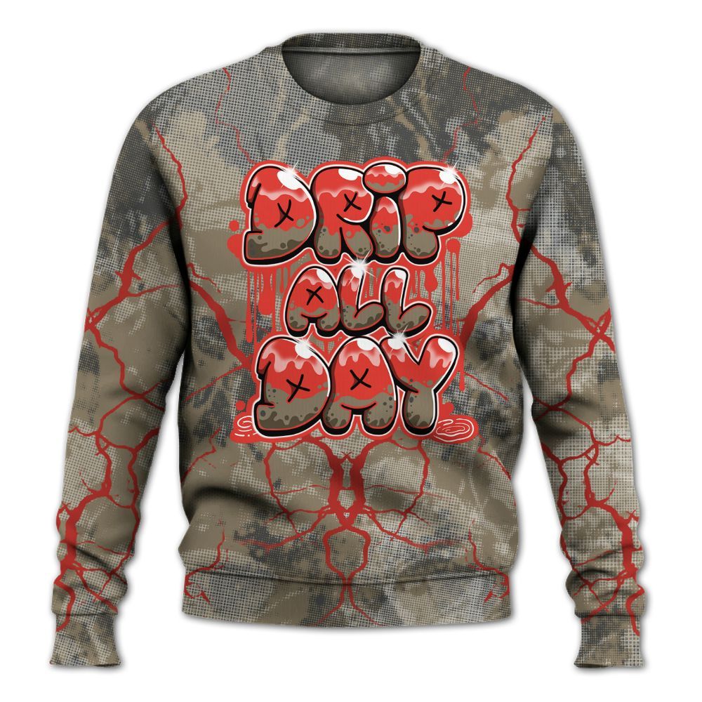 Sweatshirt To Match Olive 9s - DRIPPIN Days Graphic Halloween All Over Print