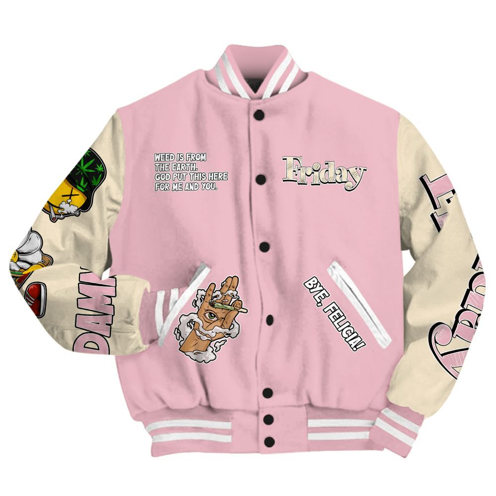 Varsity Jacket To Match Low OG Shy Pink 1s - Friday Sneaker Stress Style All Over Print
