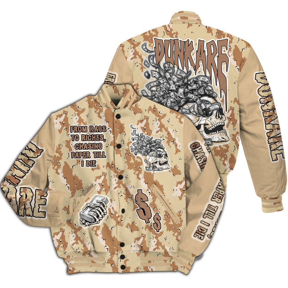 Varsity Jacket To Match Desert Camo 3s - From Rags To Riches All Over Print