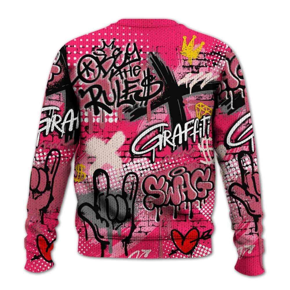 Sweater To Match A'One Hyper Pink Shirt, True It Real Graffiti Streetwear Graphic