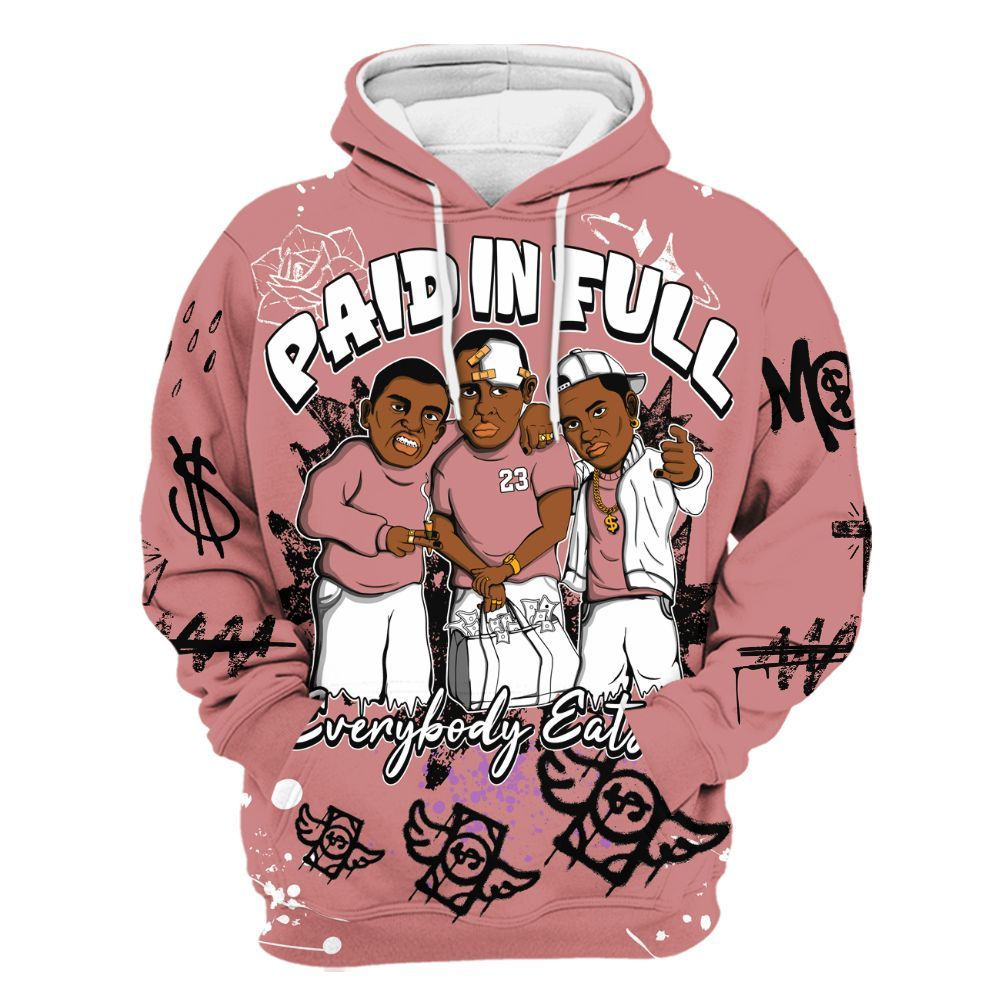 Hoodie To Match Low OG Rust Pink 1s - Everybody Paid In Full Crayon All Over Print