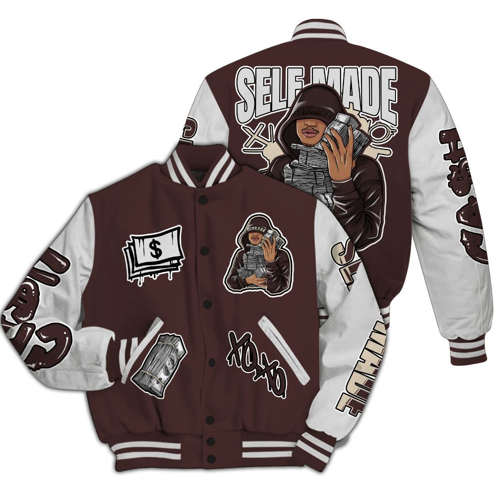 Varsity Jacket To Match Burgundy Crush 3s - Selfmade Unique All Over Print