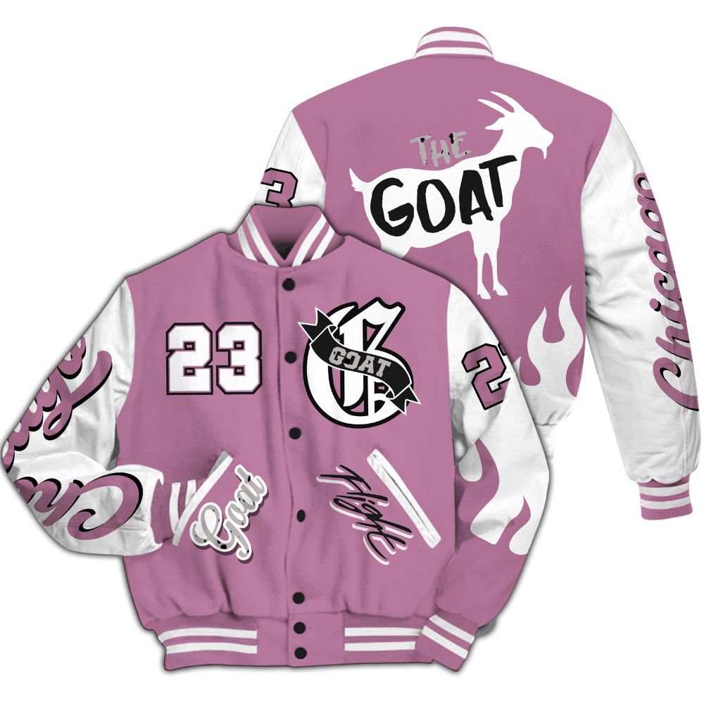 Varsity Jacket To Match Neutral Grey Black White Orchid 4s - G.O.A.T Flight Streetwear Graphic All Over Print