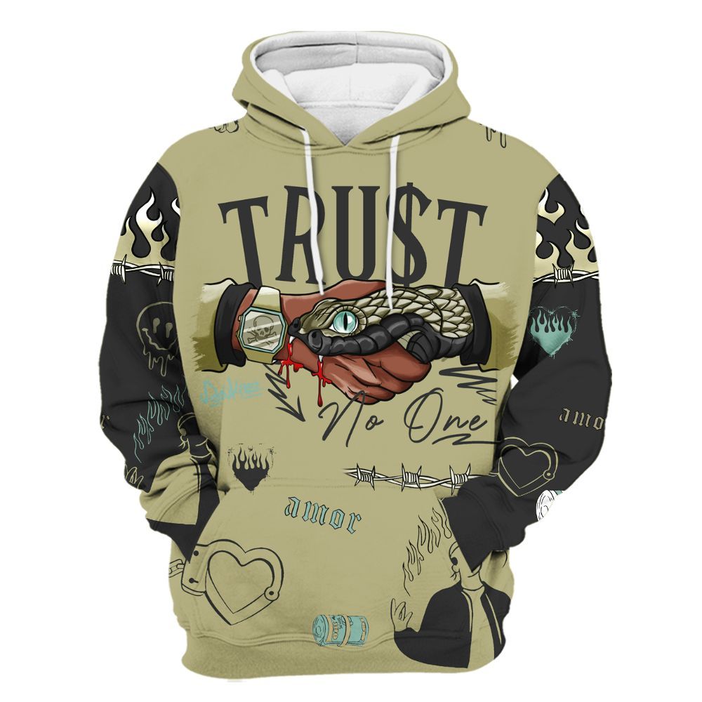 Hoodie To Match Dunk Low Suede Olive Aura - Snake Trust No One All Over Print