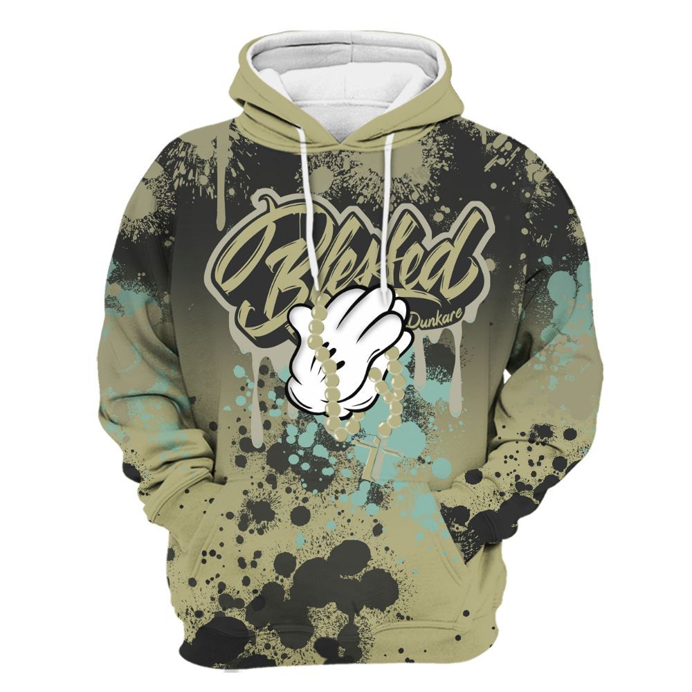 Hoodie To Match Dunk Low Suede Olive Aura - God Blessed Ink Drip All Over Print