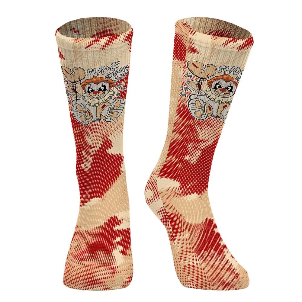 Sock To Match Dunk Low Strawberry Waffle - Shoe Game Bear Halloween Abstract Halftone