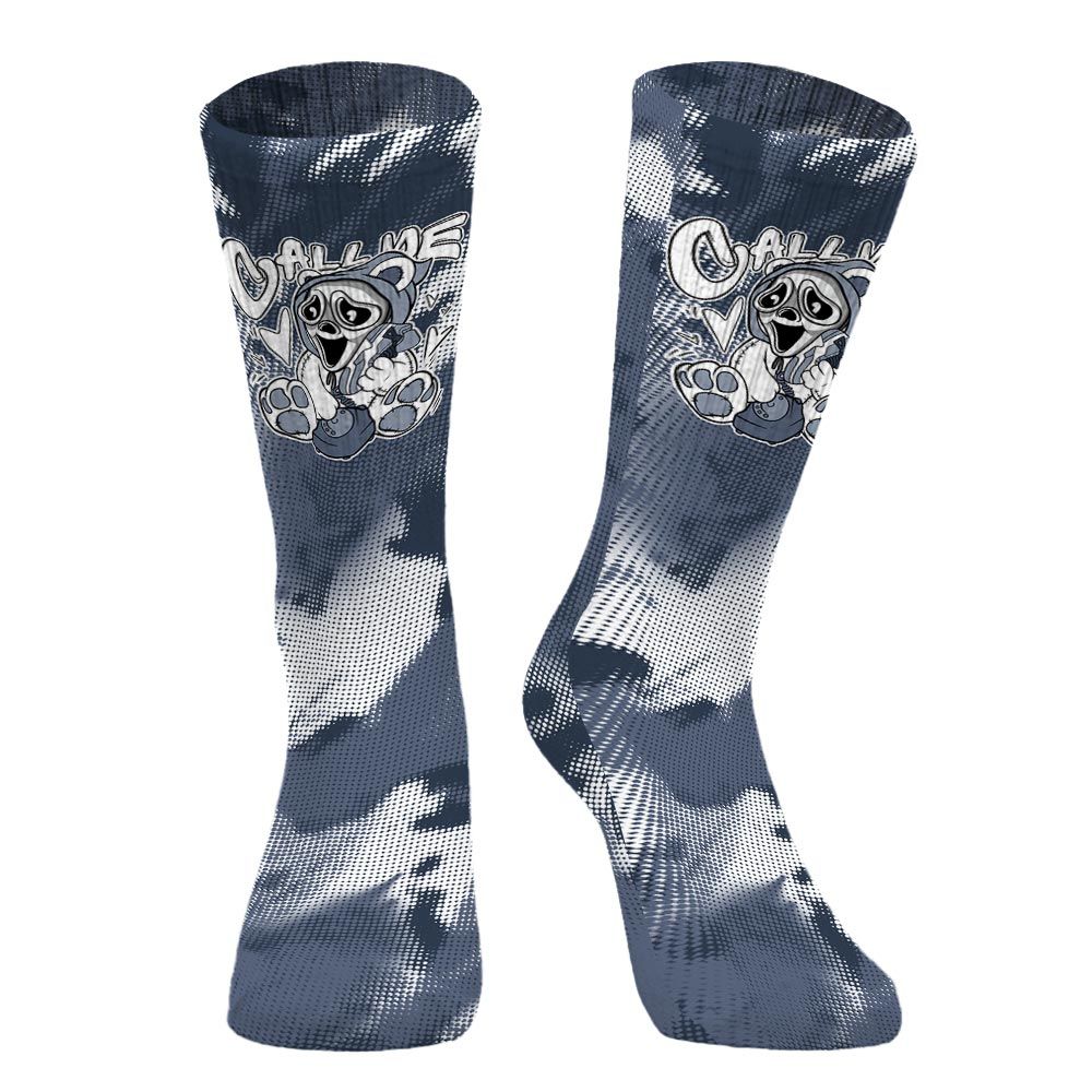 Sock To Match Low Diffused Blue 11s - Call Me Bear Halloween Abstract Halftone