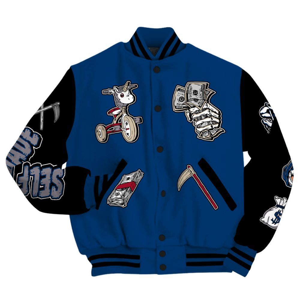 Varsity Jacket To Match Rare Air 4s - Self Make Skeleton All Over Print