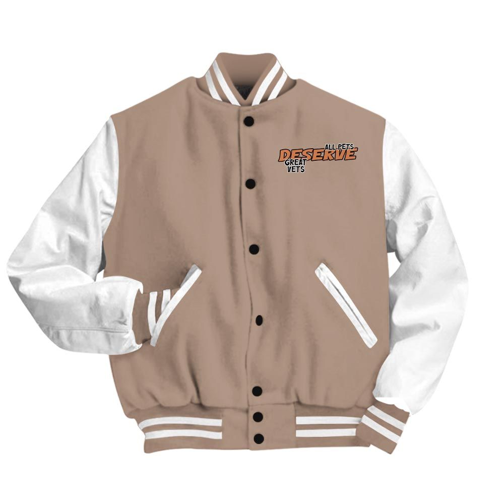 Varsity Jacket To Match OG Latte 1s Vasity Jacket - All Pets Deserve Great Vets Bear Vasity Jacket Unisex