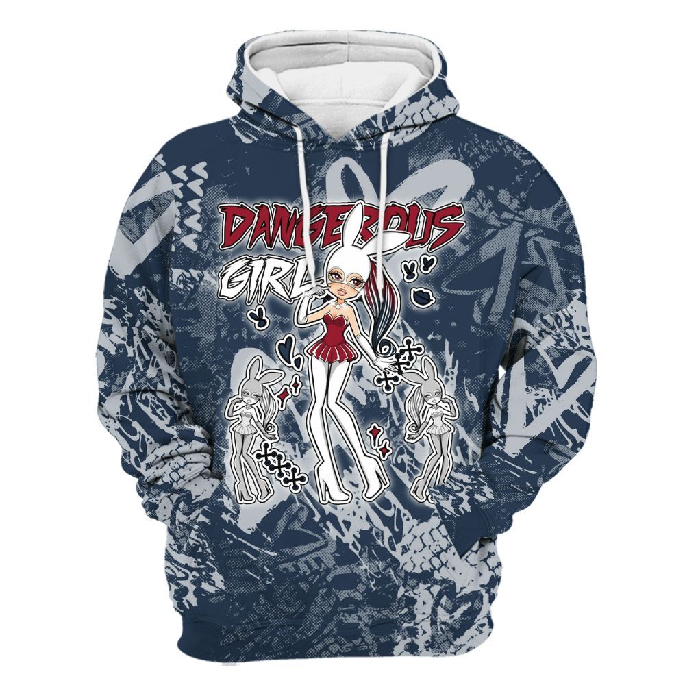 Hoodie To Match Retro Olympic 6s - Dangerous.Girl Heart Grunge All Over Print
