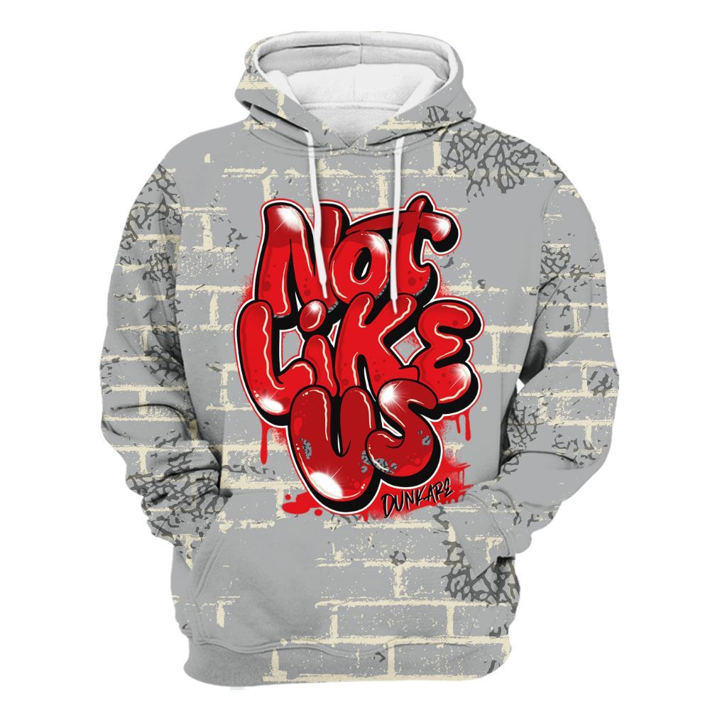 Hoodie To Match Cement Grey 3s - None Like Us Graphic Brick Art All Over Print