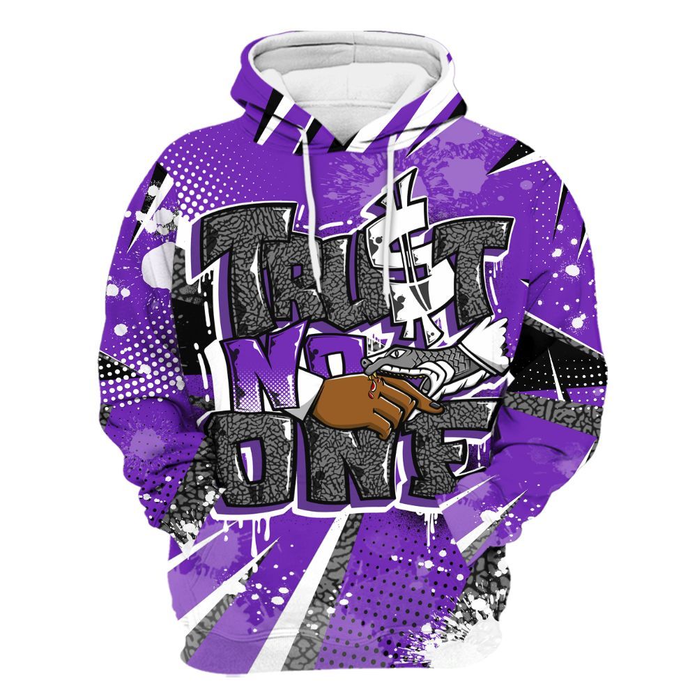 Hoodie To Match Retro Dark Iris 3s - Poly Trust No One Dripping All Over Print