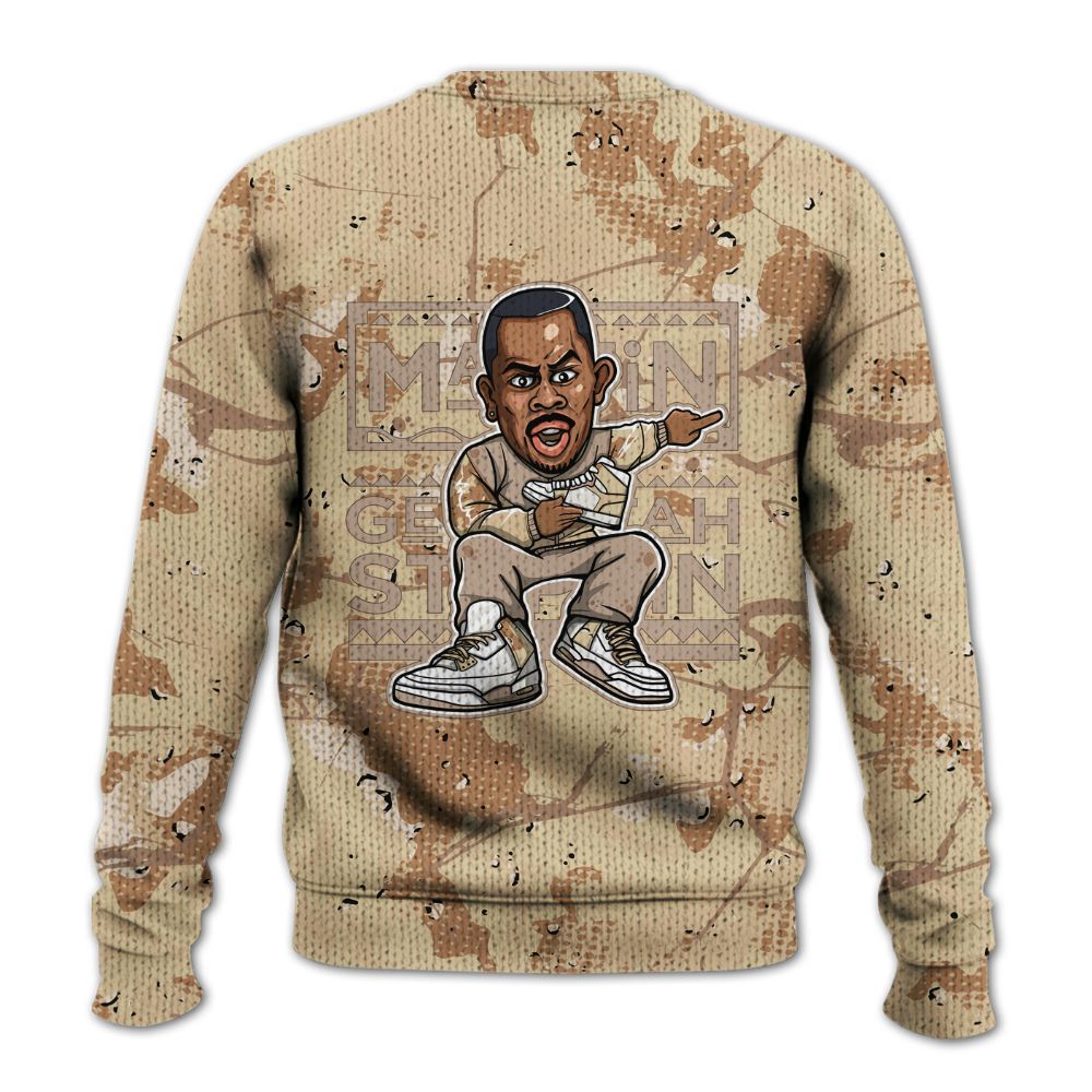 Knitted Sweater To Match Desert Camo 3s - Get Tag Sneakers Steppin' Graphic Crack