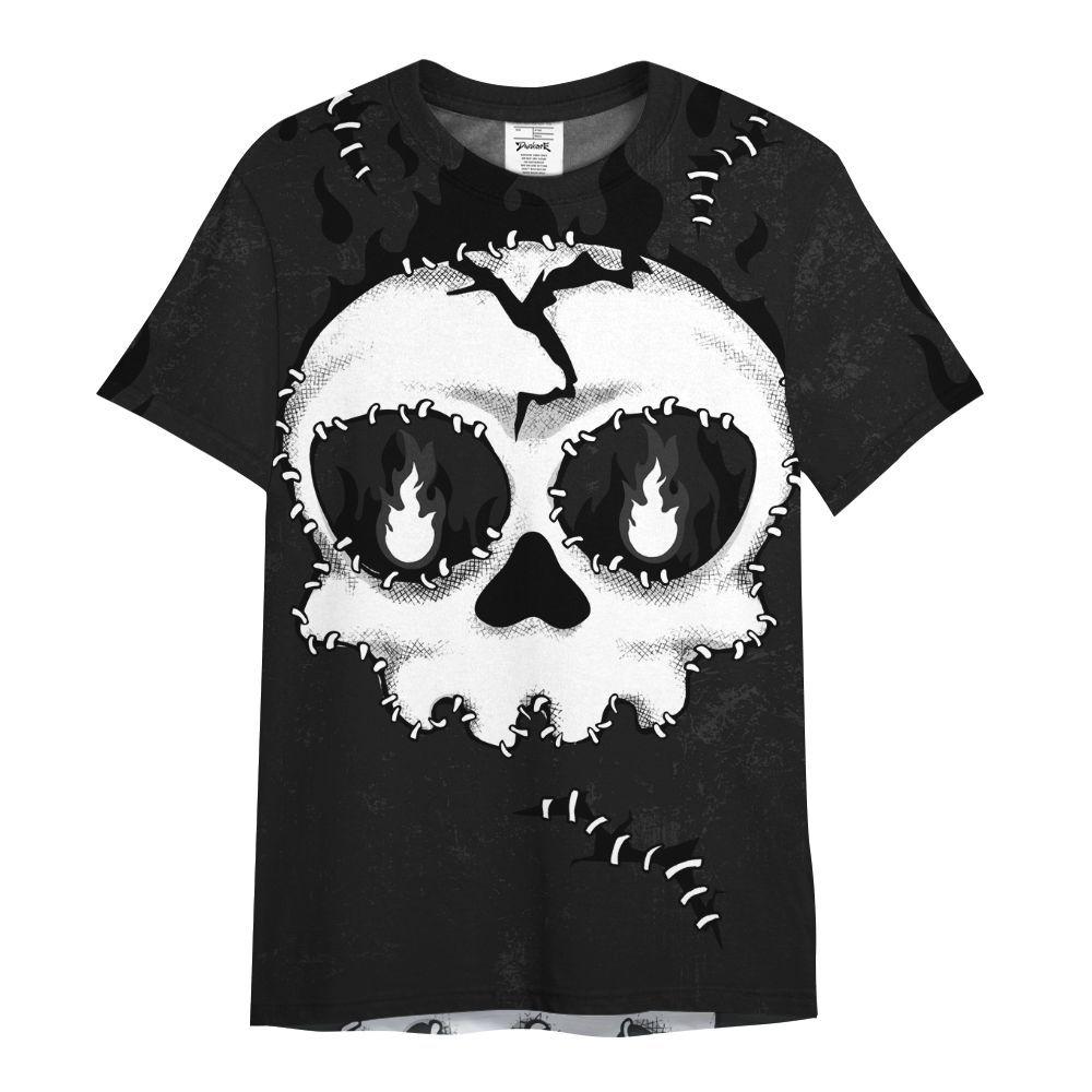Shirt To Match White Thunder 4s - Cracked Skull Stitches All Over Print