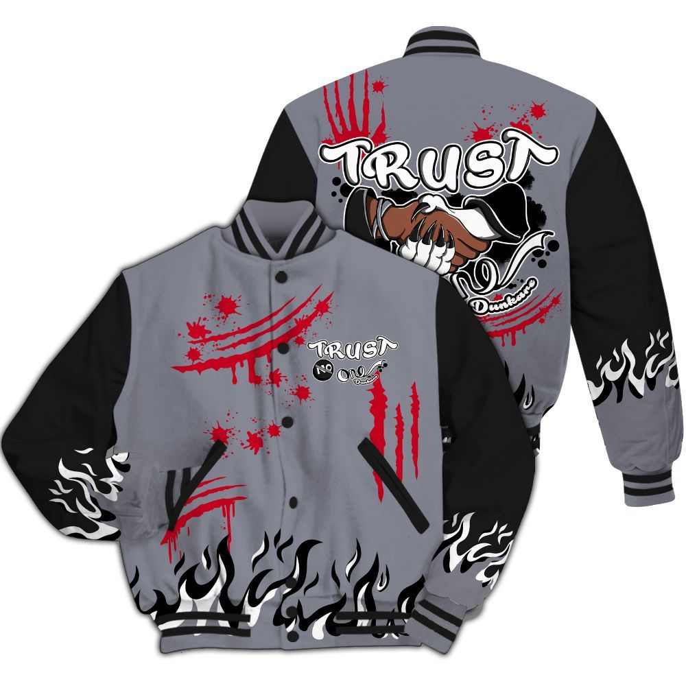 Varsity Jacket To Match Retro Black Flint 13s - Graphic Trust No One All Over Print