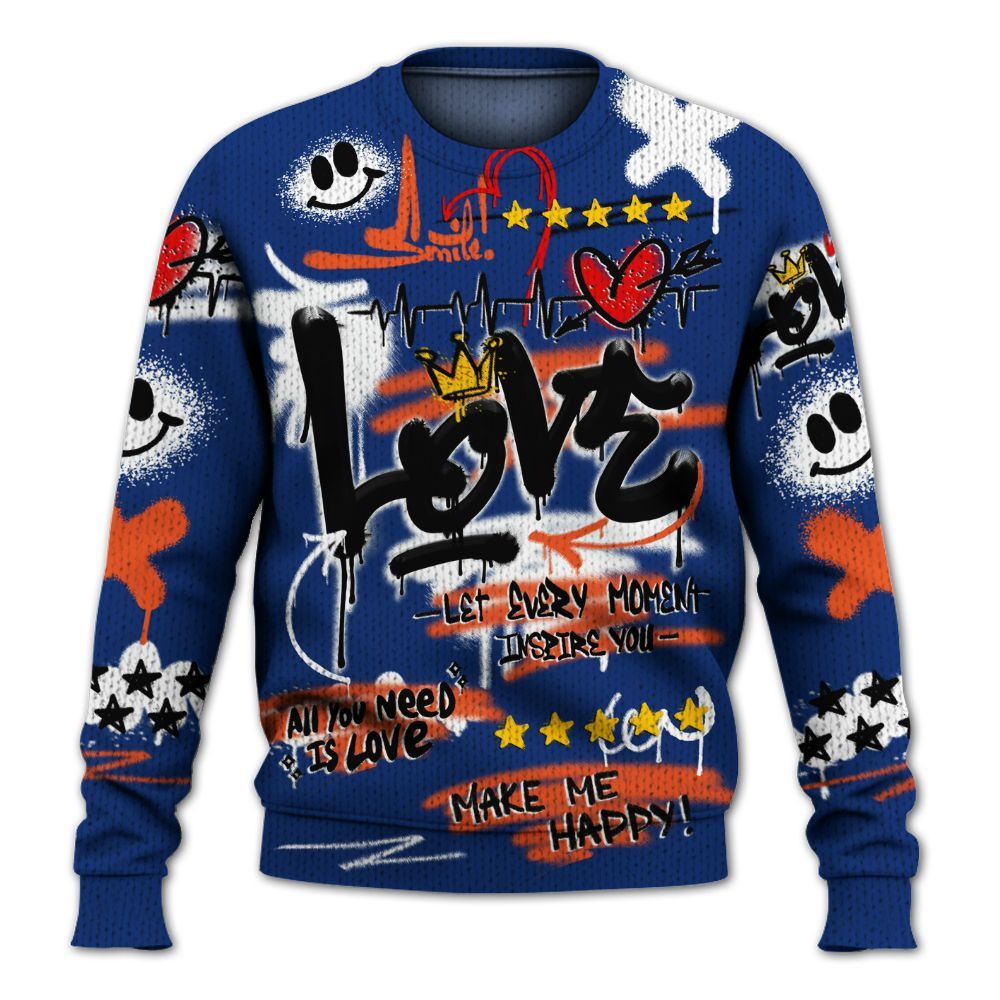 Knitted Sweater To Match Suede GS League - Happy Love Beats Graffiti Streetwear