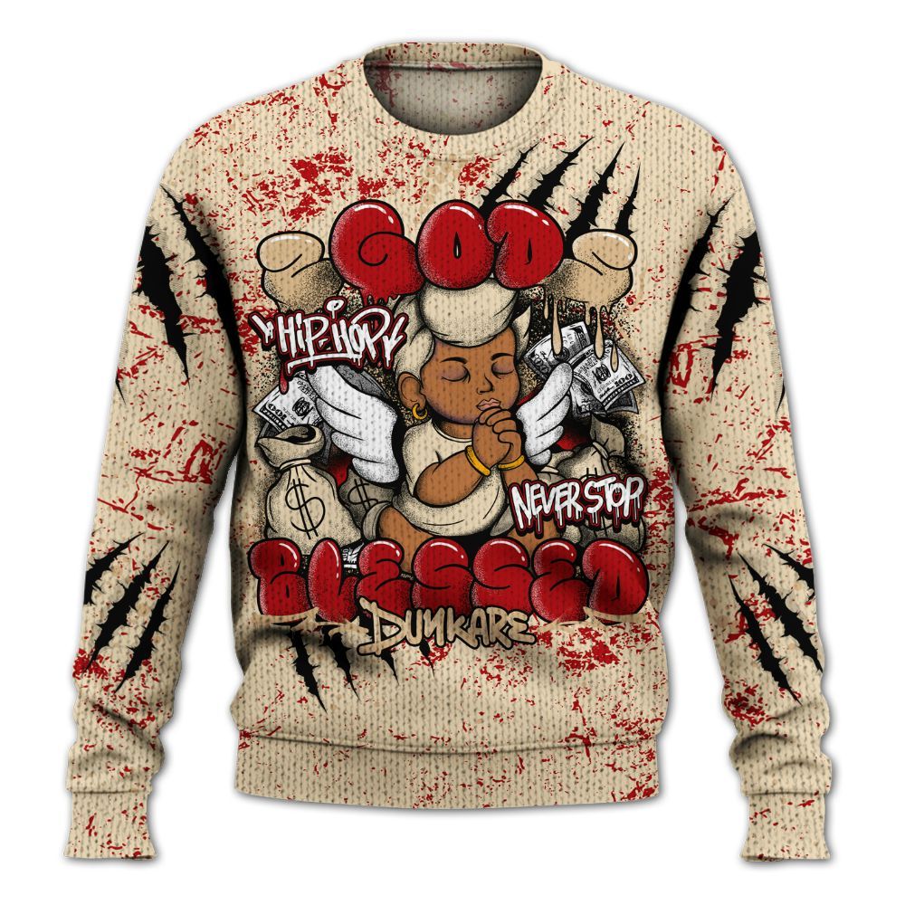 Sweater To Match Dunk Low Strawberry Waffle - God Blessed Graphic