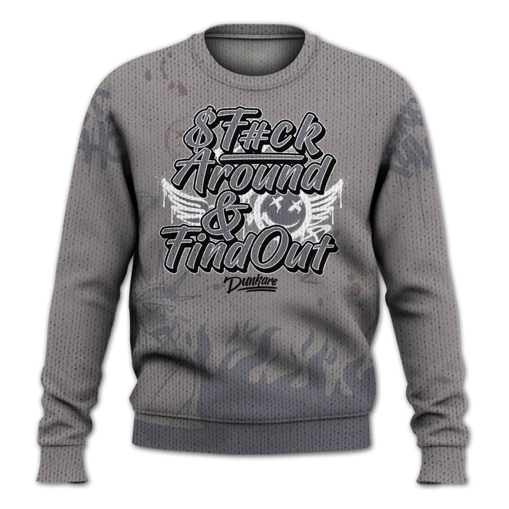 Knitted Sweater To Match Cool Grey 11s - Graphic Fck Around Find Out