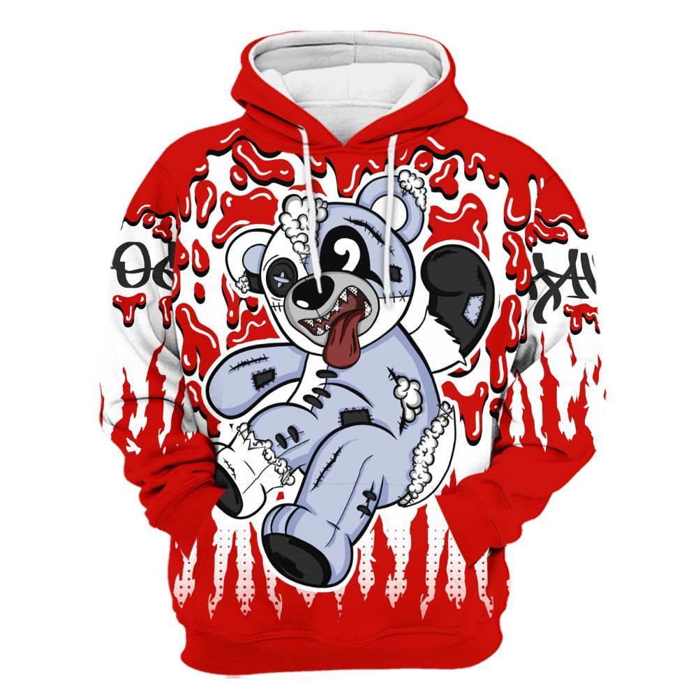 Hoodie To Match Fire Red 6s - Havok Bear Dripping All Over Print