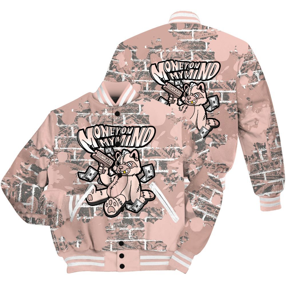 Varsity Jacket To Match Low Legend Pink 11s Shirt - Money On My Mind Raccoon Brick All Over Print