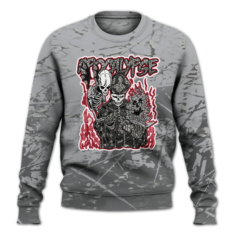 Sweatshirt To Match Black Cement 3s - Apocalypse Skeleton Profound All Over Print