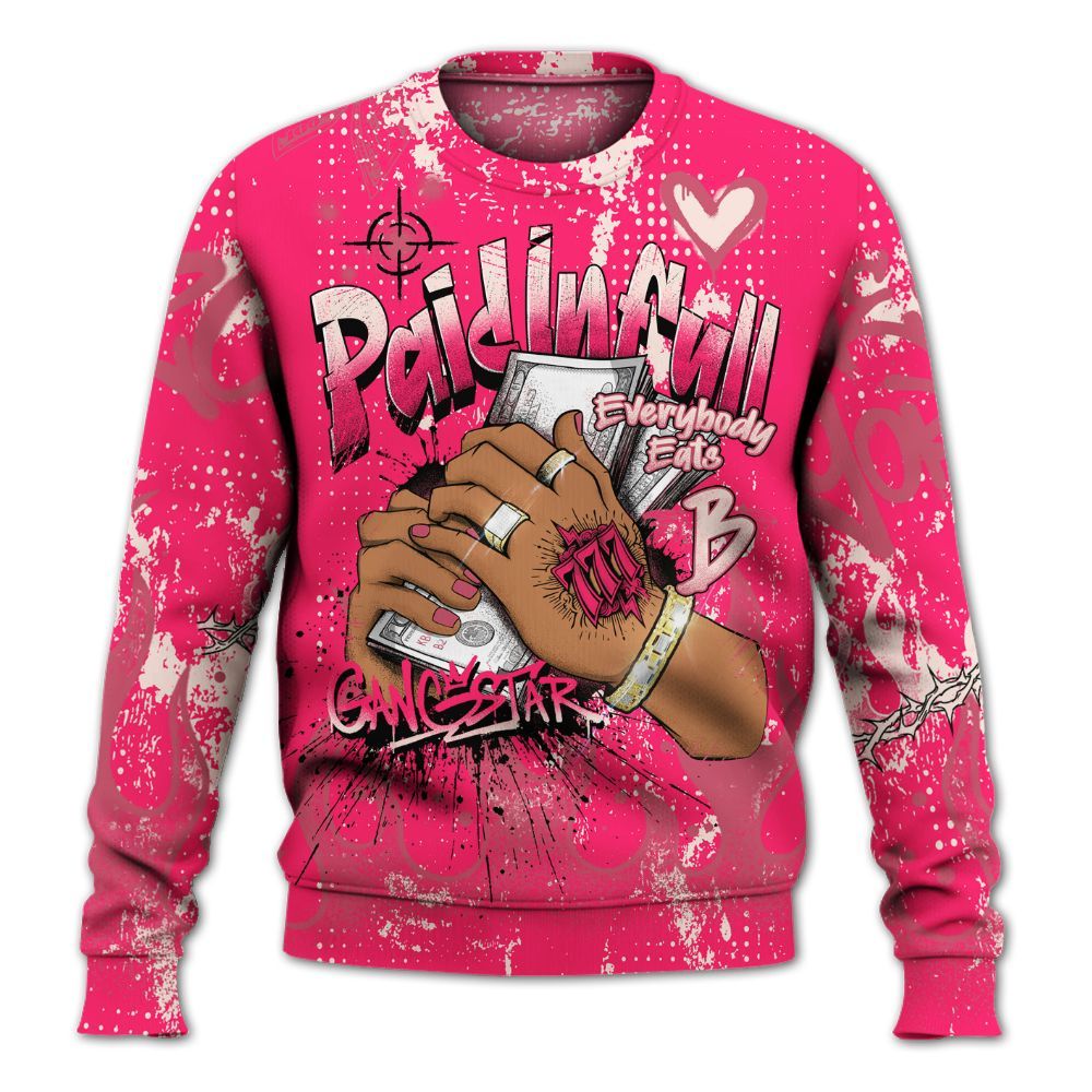 Sweatshirt To Match A'One Hyper Pink Shirt, Lucky Money Paid In Full Graffiti All Over Print