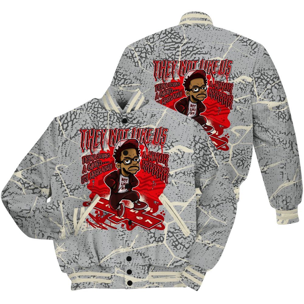 Varsity Jacket To Match Cement Grey 3s Shirt - Hopscotch Dislike Us Graphic Crack All Over Print