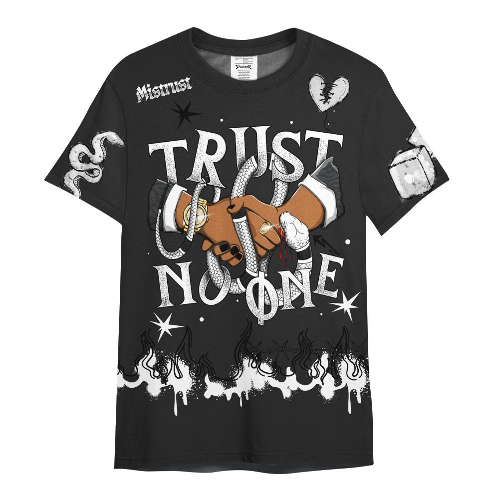 Shirt To Match Black Cat 3s - Trust No One Snake-Bite Doodle Crayon All Over Print