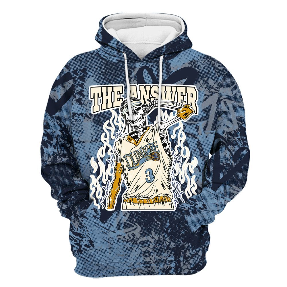 Hoodie To Match High OG First In Flight 1s - Allen Answer Skeleton Heart All Over Print