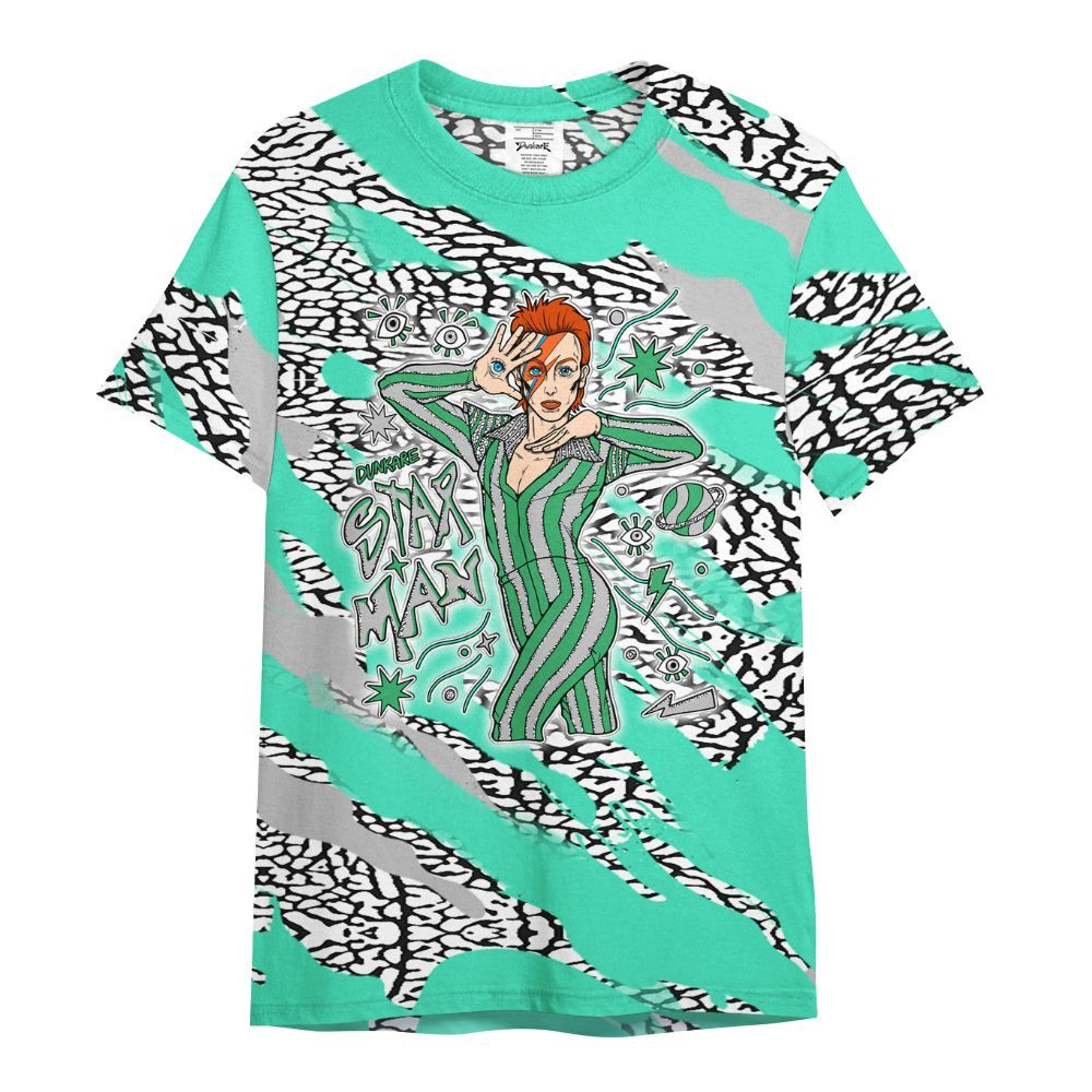 Shirt To Match Black Green Glow 3s - Starmans Graphics Colored All Over Print