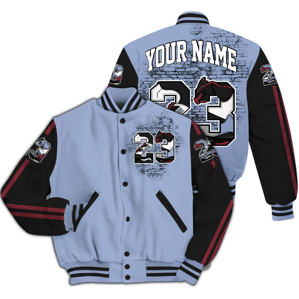 Varsity Jacket To Match Black Metallic 5s - Custom Name Number 23 5s All Over Print