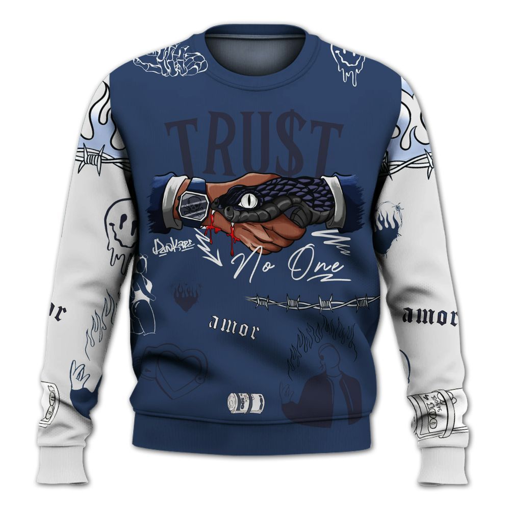 Sweatshirt To Match Low 85 Metallic Blue 1s - Snake Trust No One All Over Print