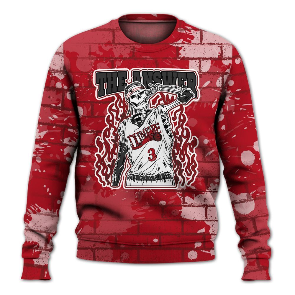 Sweatshirt To Match Bred Velvet 11s - Allen Answer Skeleton Brick All Over Print