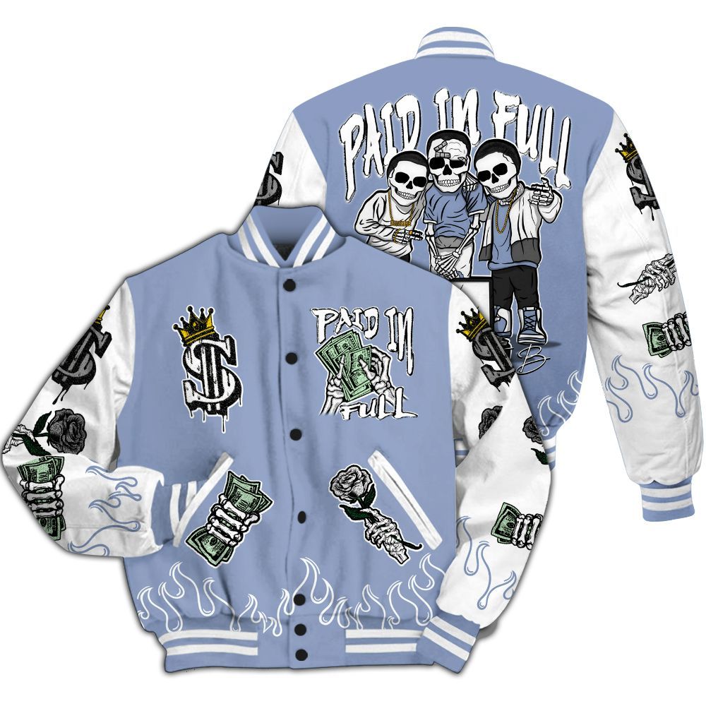 Varsity Jacket To Match Blue Grey 13s - Fire Everybody Paid In All Over Print
