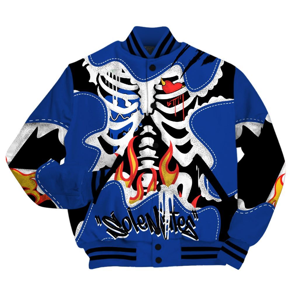 Varsity Jacket To Match Air Foamposite One Royal - Skeleton Burning Heart Drip All Over Print