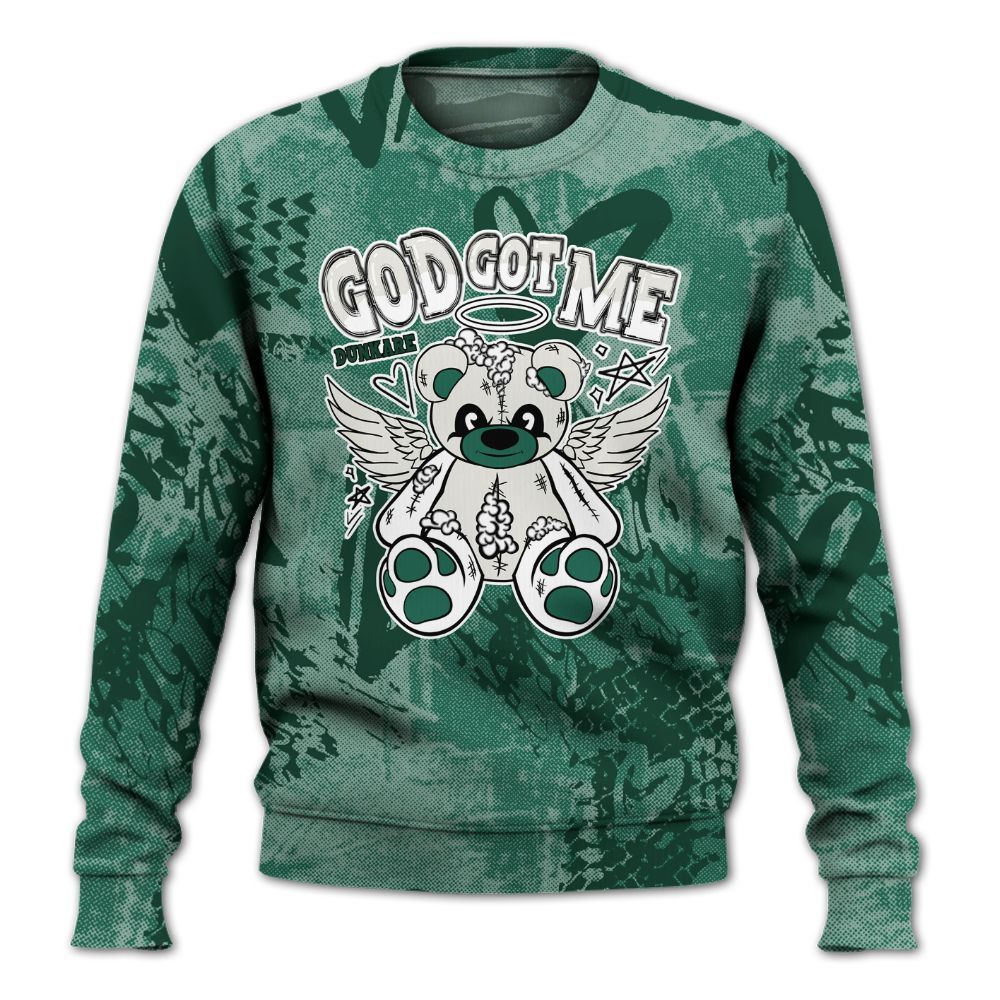 Sweatshirt To Match Oxidized Green 4s - Gods Guides Me Bear Heart Grunge All Over Print