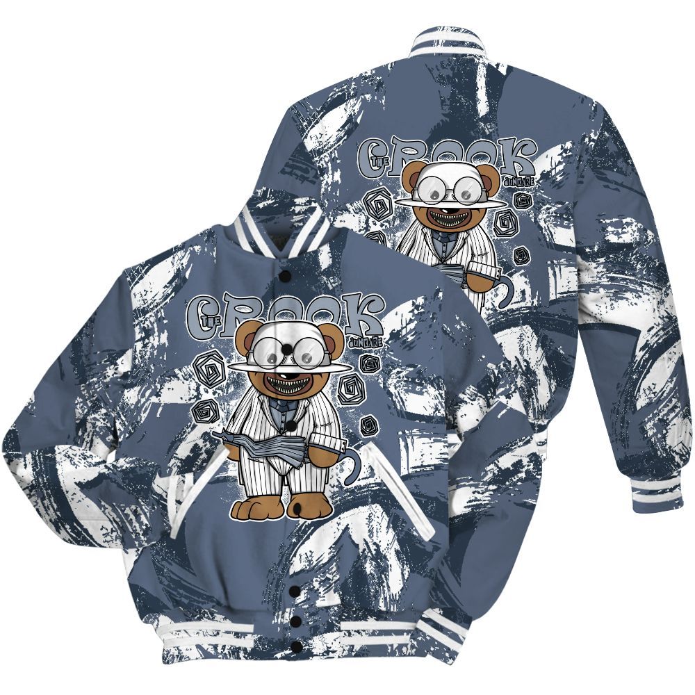 Varsity Jacket To Match Low Diffused Blue 11s Shirt - Swindler Bear Circle Slpash All Over Print