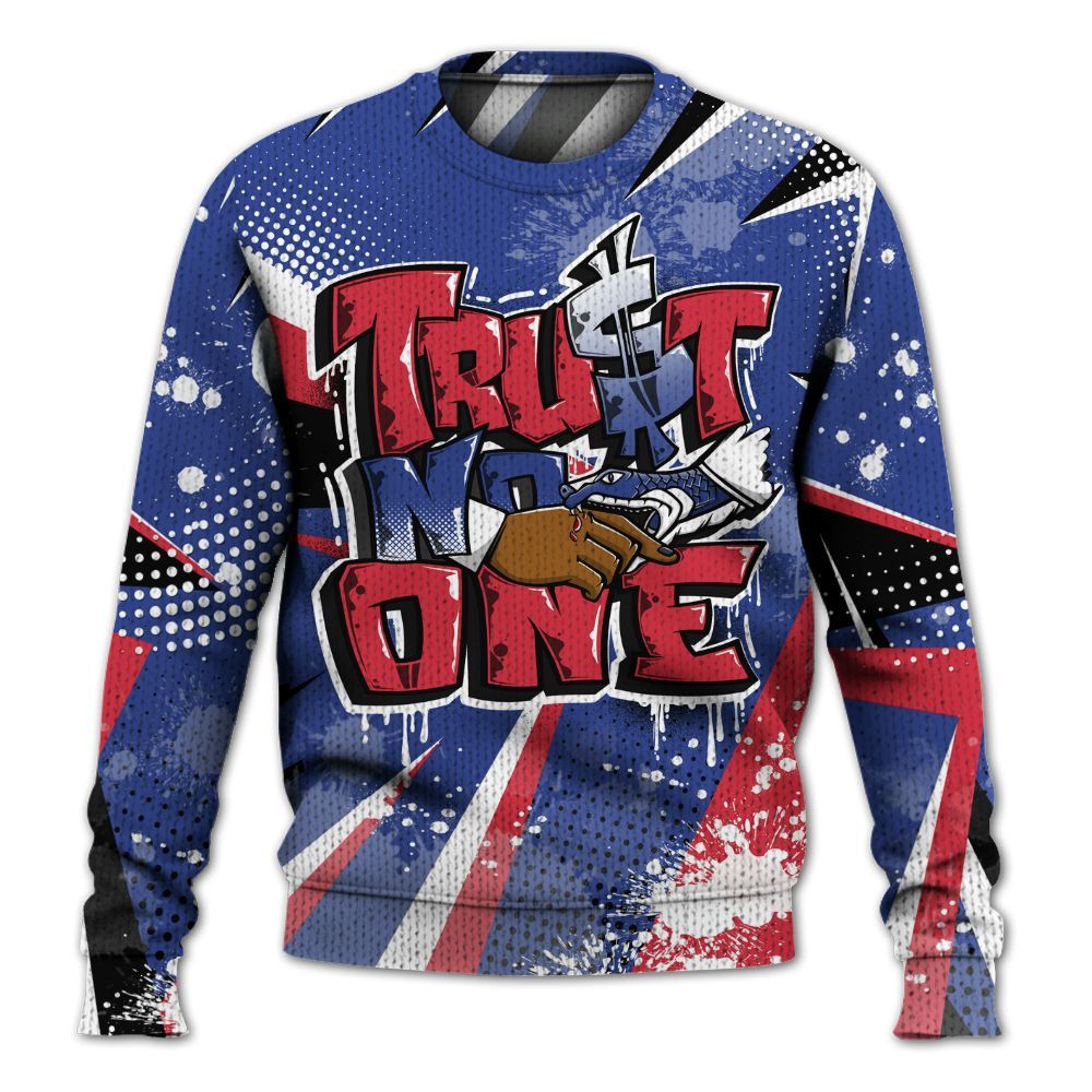 Knitted Sweater To Match Air Griffey Max USA Red White Blue 1s - Poly Trust No One Dripping