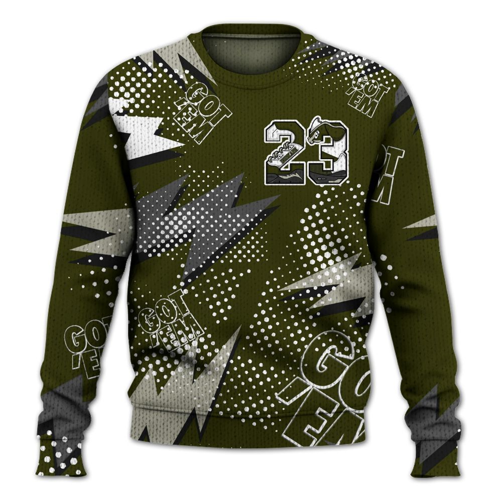 Knitted Sweater To Match Dunk Low Pale Ivory Cargo Khaki - Custom Name Number 23 5s