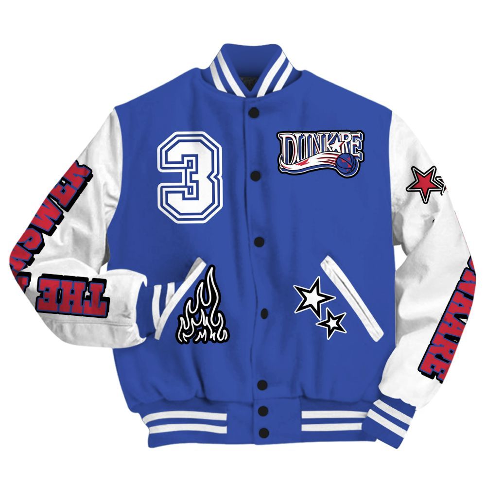 Varsity Jacket To Match Air Griffey Max USA Red White Blue 1s - Allen Answer Skeleton All Over Print