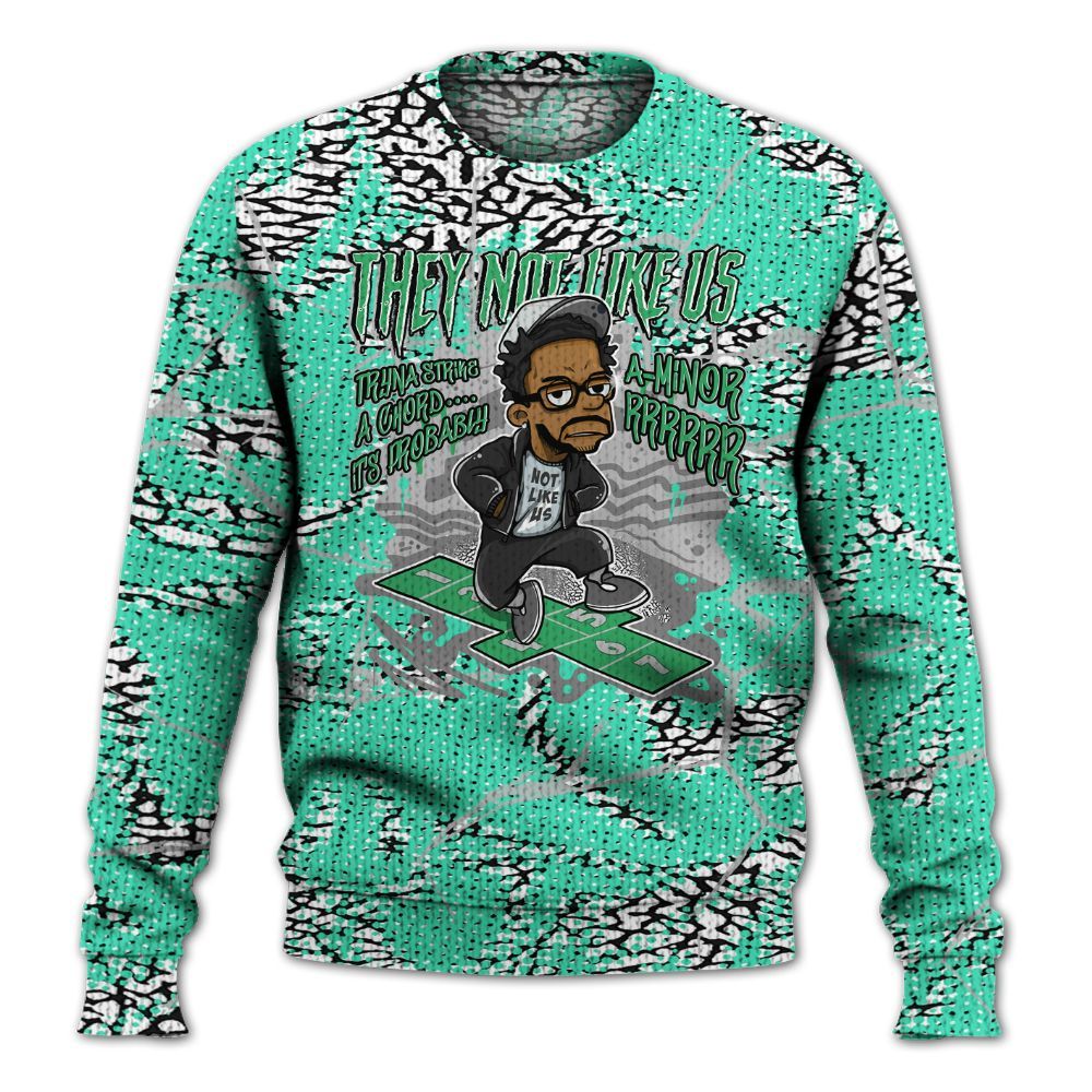Knitted Sweater To Match Black Green Glow 3s - Hopscotch Dislike Us Graphic Crack