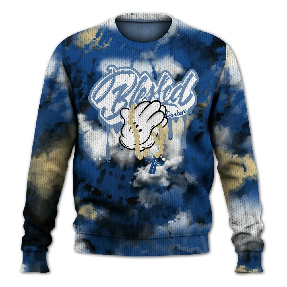 Knitted Sweater To Match Air Ship Royal Blue - God Blessed Tie Dye