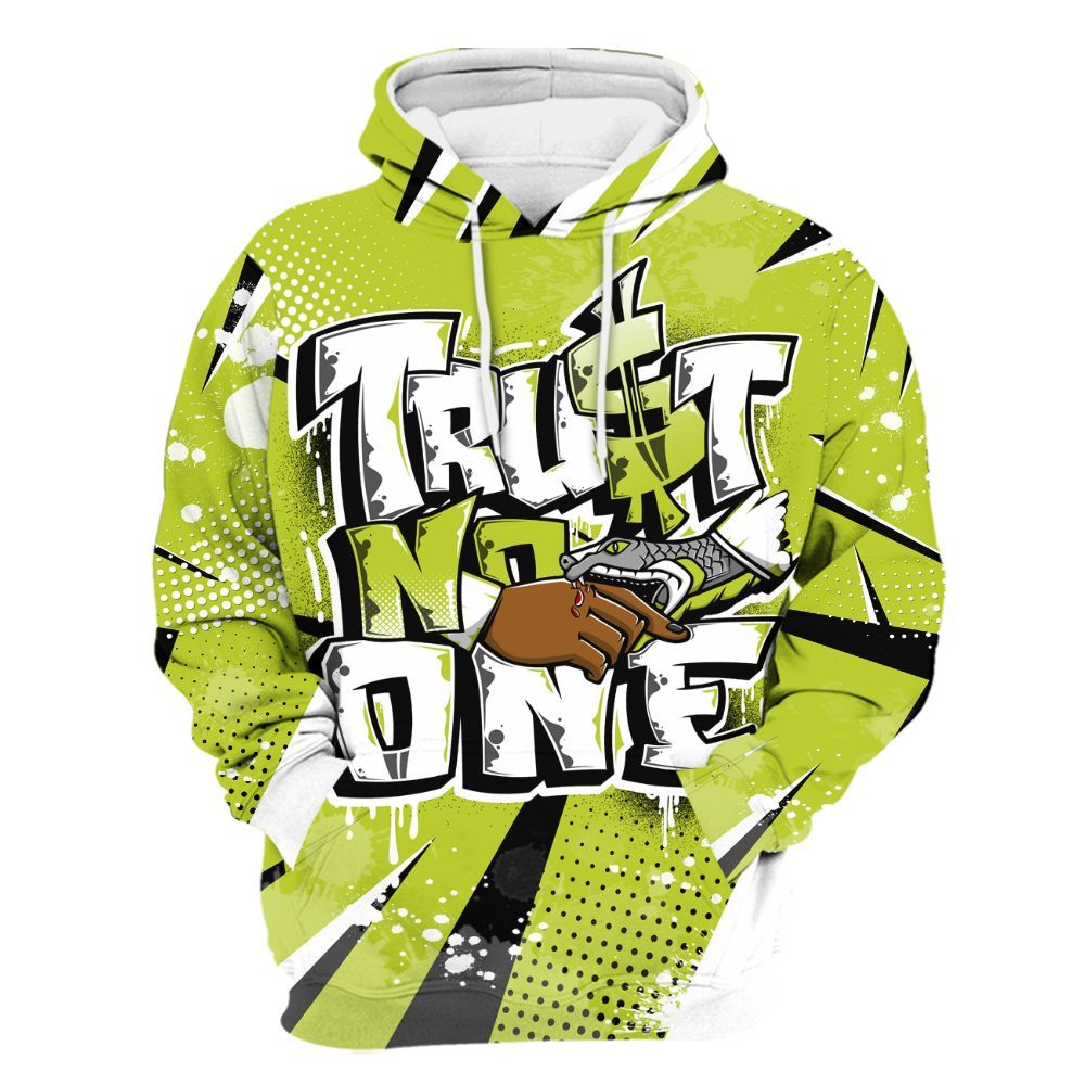 Hoodie To Match Bright Cactus 13s - Poly Trust No One Dripping All Over Print