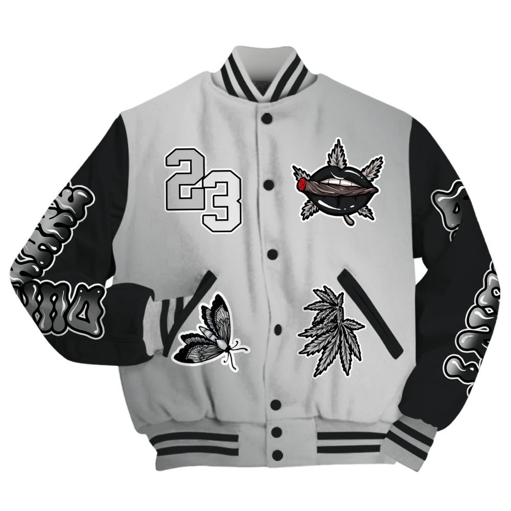 Varsity Jacket To Match Metallic Silver 14s - Bluntz Unique All Over Print