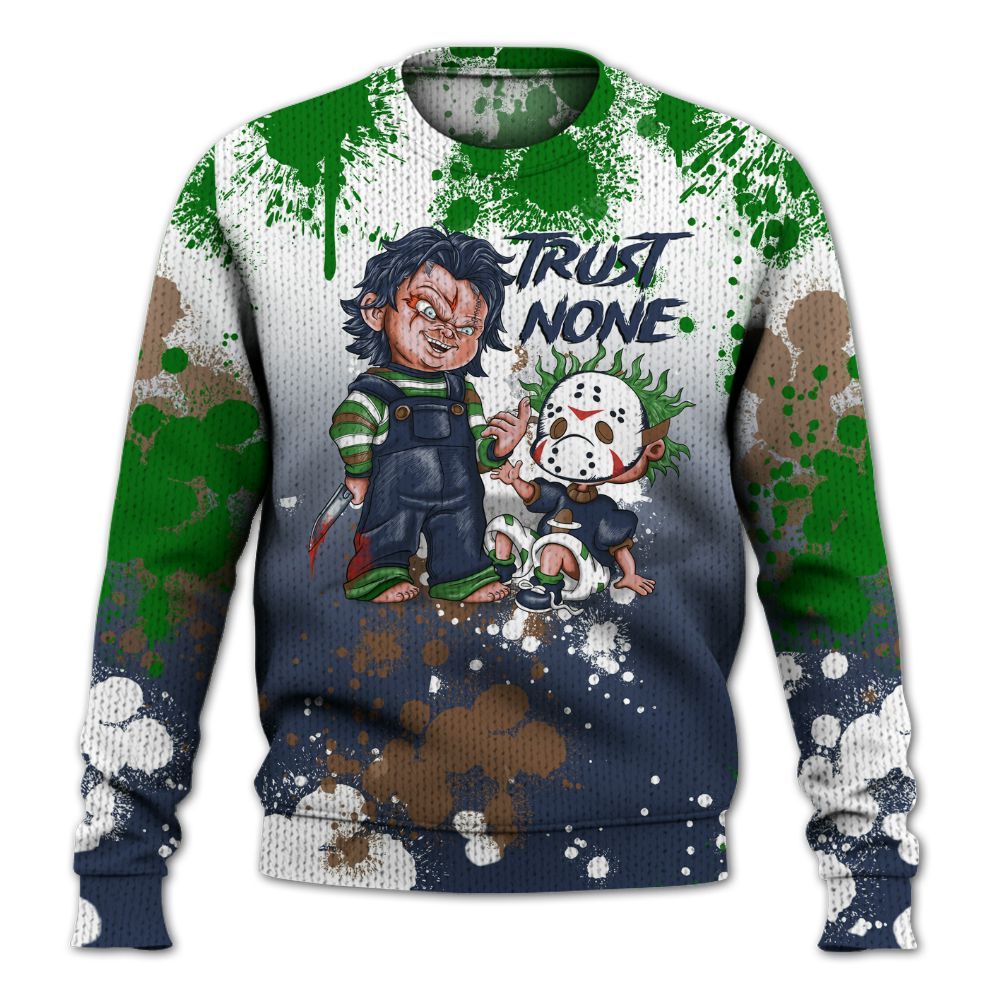 Knitted Sweater To Match Midnight Navy 13s - Trust No One Scary