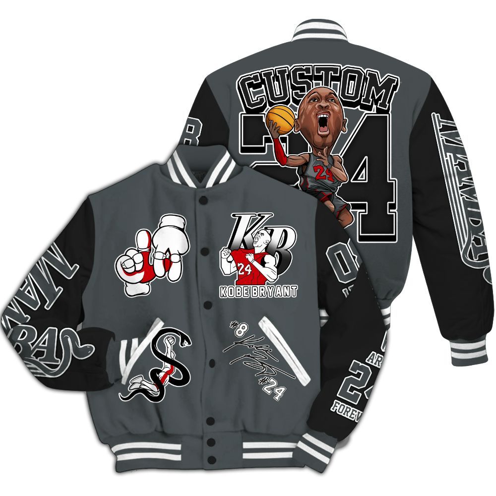 Varsity Jacket To Match Black RM Nigel Sylvester 4s Varsity Jacket- Legend 24 Snake Mamba Graphic Custom Name All Over Print