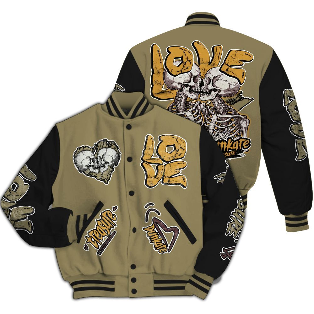 Varsity Jacket To Match Black Olive 7s - Skull Bear All Over Print