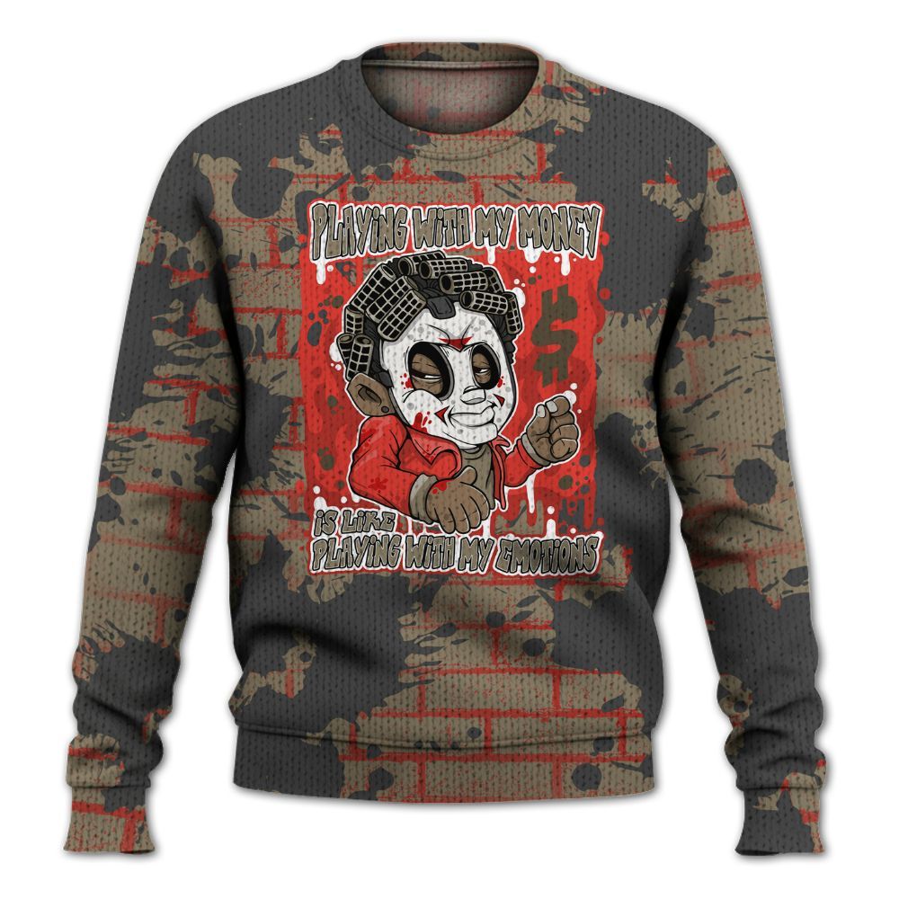 Knitted Sweater To Match Olive 9s - Playing With My Money Graphic Halloween